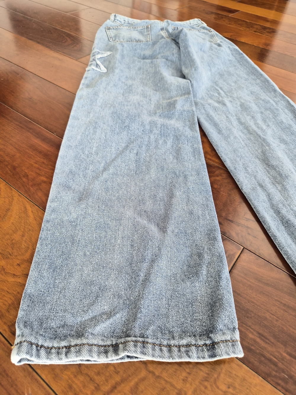 Ashley Mason Frayed Star Patch Wide Leg Jeans 00/23 - Picture 15 of 15
